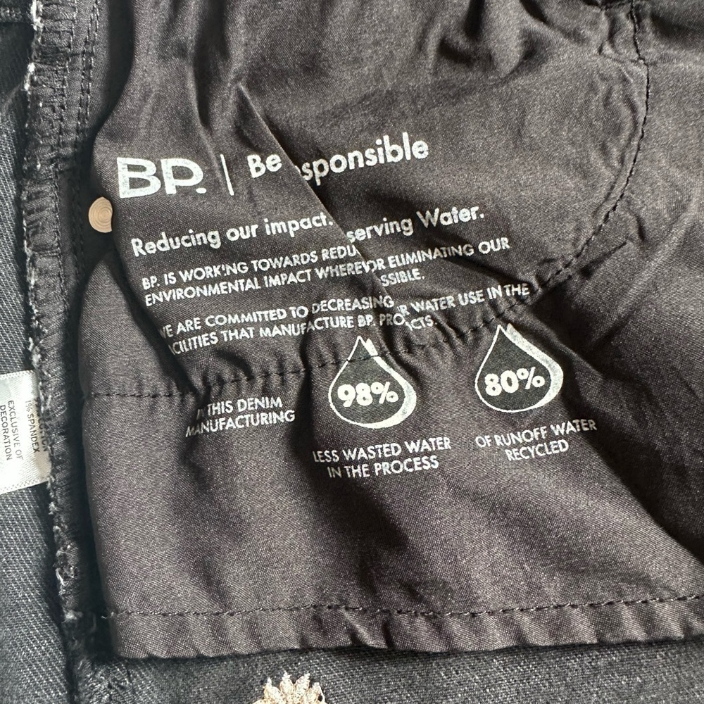 bp Black Jean Shorts with Distressed Finish and Studded Detail - Picture 10 of 12